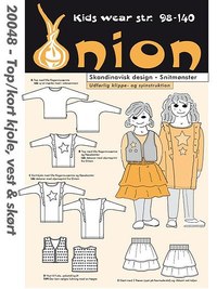 Top, short jacket, vest and skirt. Onion 20048. 