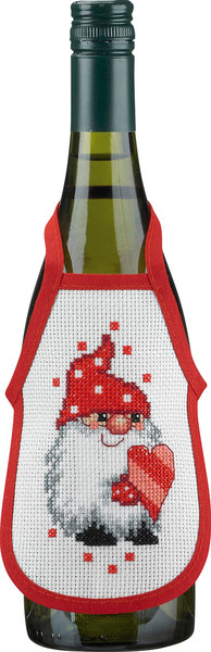 Wine bottle apron with an elf. 4 pcs.