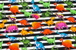 Across-striped cotton-jersey with colorful dinosaurs
