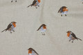 Decoration fabric in linen-look with robins