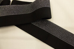 Foldable elastic 6 cm width black-and silver striped