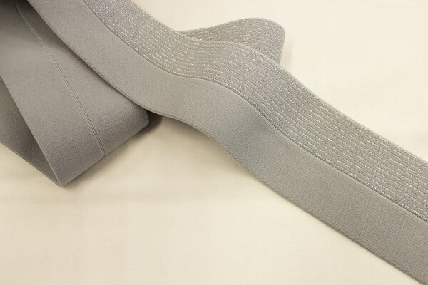 Foldable elastic 6 cm width medium-grey and silver