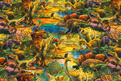 Landscape with small dinosaurs