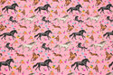 Pink cotton-jersey with horses
