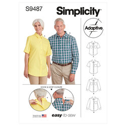 Unisex Adaptive Shirt. Simplicity 9487. 