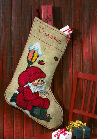 Christmas sock with reading Santa