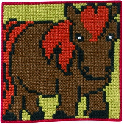 Brown-green wall embroidery with horse