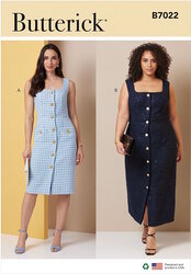 Dress in two lengths with petite lines. Butterick 7022. 