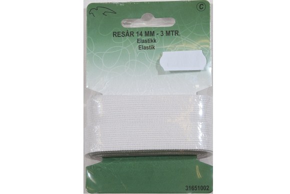 White elastic 14 mm wide, 3 meters