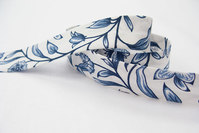 Bias tape, white with blue flowers 2 cm