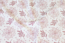 Off white cotton with bordeaux branches and ca. 6 cm flowers