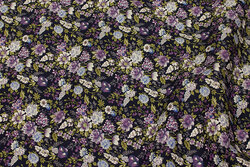 Navy cotton with small purple flowers