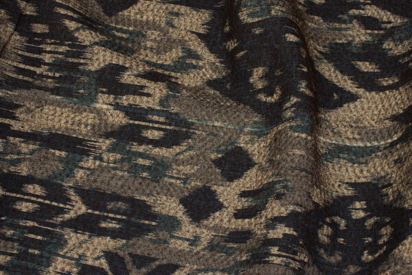 Felt jacket-fabric in brown and navy pattern in Inka-style