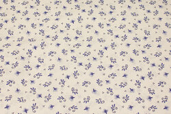 White cotton with small blue pattern