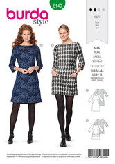 Dress, Loose, round neckline, three-quarter-sleeves. Burda 6149. 