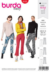 Flared trouserspants with a waistband and side zipper. Burda 6152. 