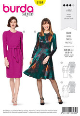 Dress, Narrow skirt with a vent or flared skirt. Burda 6164. 