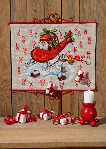 Christmas calendar Santa claus in helicopter
