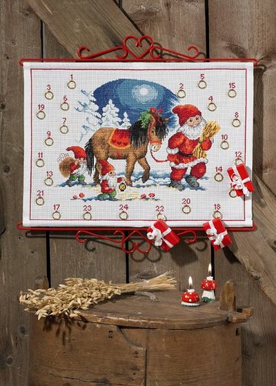 Christmas calendar with elf and horse