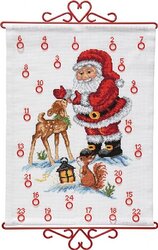 Christmas calendar santa claus with deer. Permin 34-9590. 