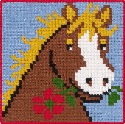 Horse with flower in mouth