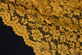 Brass-yellow dress-lace-fabric with scallop edge in both sides