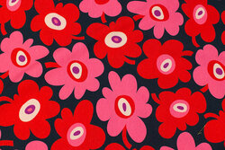 Navy cotton-jersey with ca. 10 cm flowers in red and pink