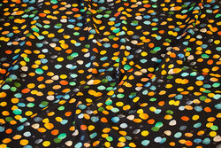 Black cotton-jersey with ca. 2 cm colorful dots