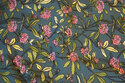 Cotton-jersey in petrol-blue with small pink flowers