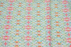 Light turqoise cotton with soft red and pink pattern