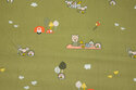 Organic cotton in light olive-colored with 2-3 cm animals