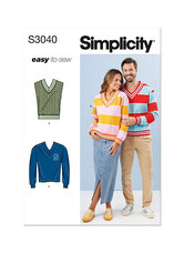 Unisex knit vest and tops. Simplicity 3040. 