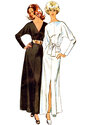 Knit dress in two lengths worn forward or backward and sash