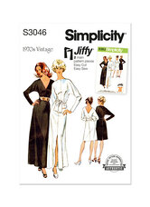 Knit dress in two lengths worn forward or backward and sash. Simplicity 3046. 