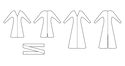 Knit dress in two lengths worn forward or backward and sash
