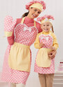 Childrens and apron, mitts and hat