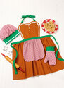 Childrens and apron, mitts and hat