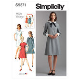 Dress with collar, cuff and sleeve variations. Simplicity 9371. 