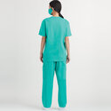 Unisex knit scrub tops, pants, cap and mask