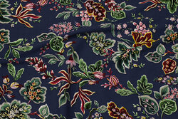 Blouse viscose with stretch in dusty navy with flowers