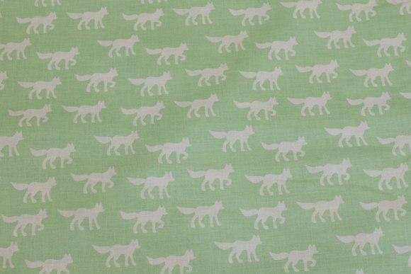 Organic cotton, light green, with foxes