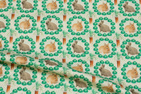 Patchwork cotton with rabbits and cabbage