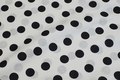 White cotton with big 25 mm black dots