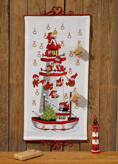 Christmas calendar with Santa lighthouse