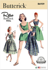 Playsuit, midriff blouse, shorts and skirt. Butterick 6939. 