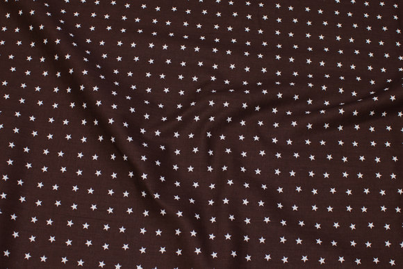 Dark-brown cotton with white 7 mm stars 
