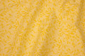 Lemon-yellow patchwork cotton with yellow leaf-pattern 