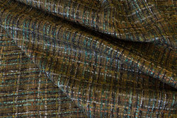 Light fashionable fabric in chanel-style, brown and olive-colored colors