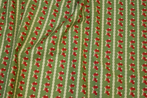 Light green christmas-cotton with red socks