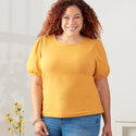 Knit tops with scoop neck and sleeve variations